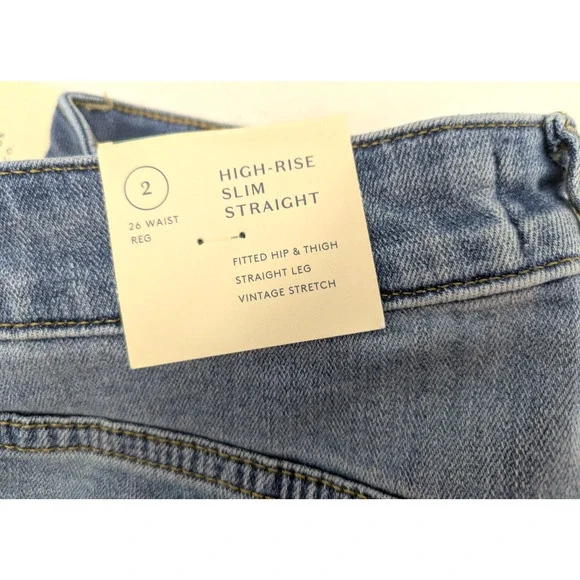 Women's High-Rise Slim Straight Fit Jeans Vintage Denim Wash Size 2 26R - Picture 6 of 6